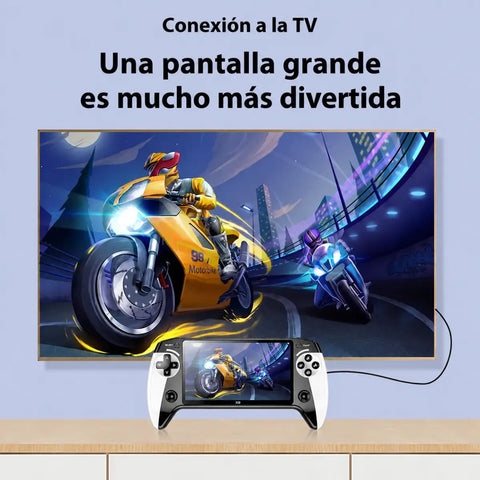 Consola retro portátil x9 blanca y negra con pantalla hd 5,5” y batería recargable para juegos retro en cualquier lugar