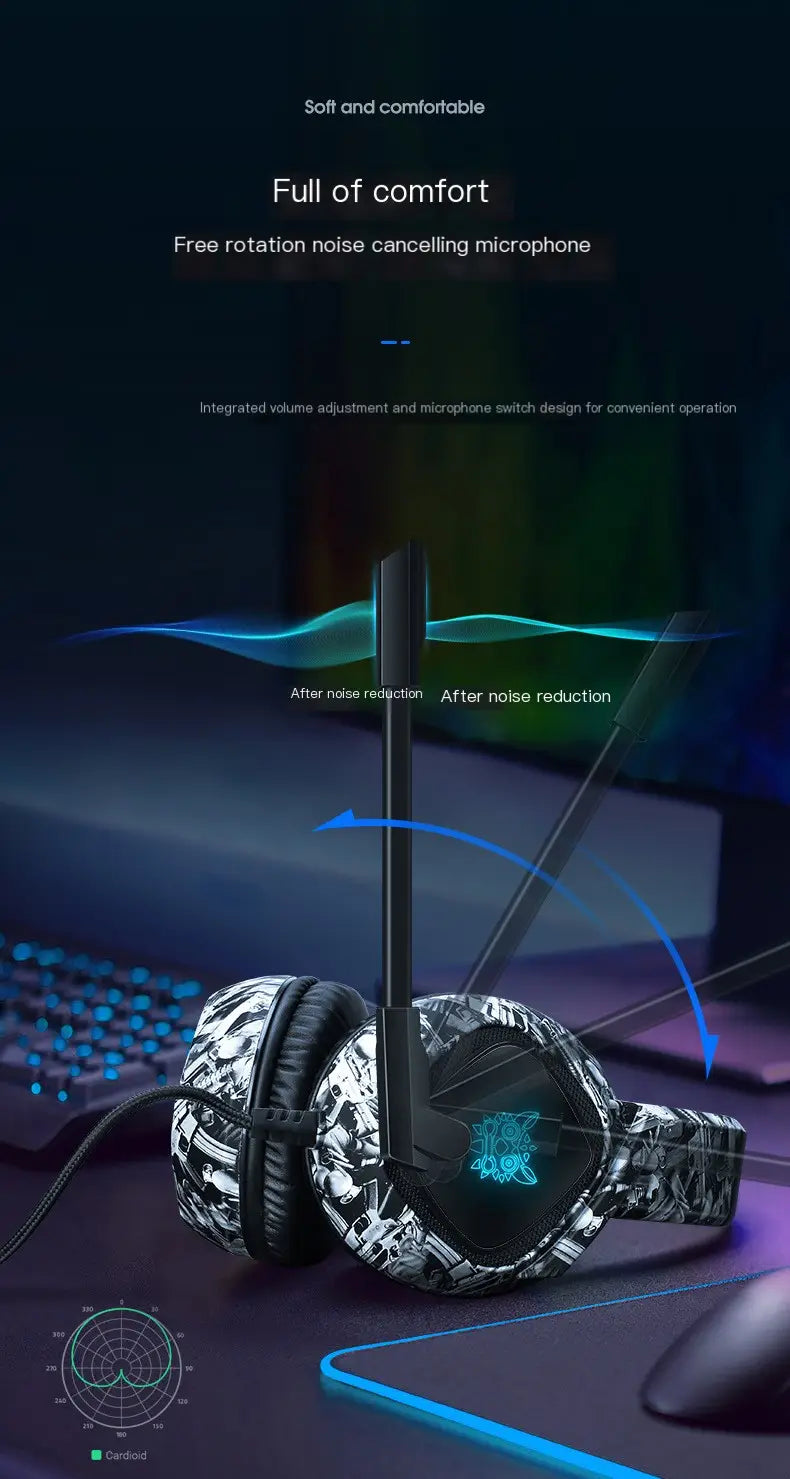ONIKUMA K19 Camouflage RGB Wired Gaming Headset