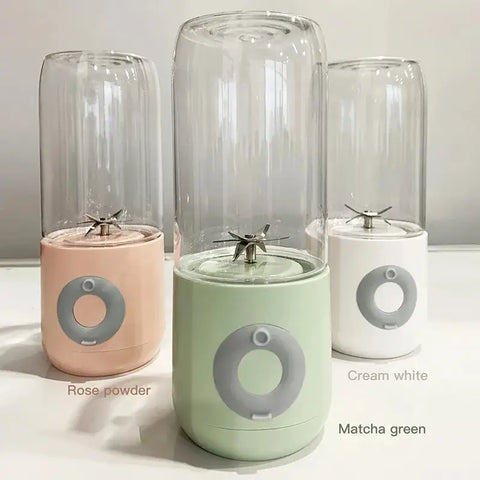Exprimidor Eléctrico con diseño elegante, portable en colores rosa, matcha y crema