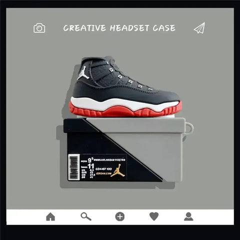 Funda creativa para Apple AirPods Pro con diseño de Air Jordan 11 Bred sneaker case