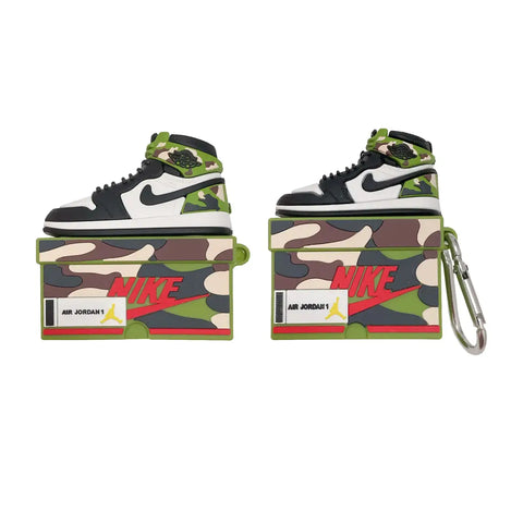 Casuza de AirPods Pro con diseño de zapatillas Air Jordan 1 y cajas de camuflaje