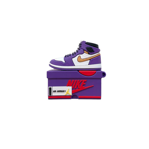 Funda de zapatilla en morado y oro para tus Apple AirPods Pro con estilo sneaker case