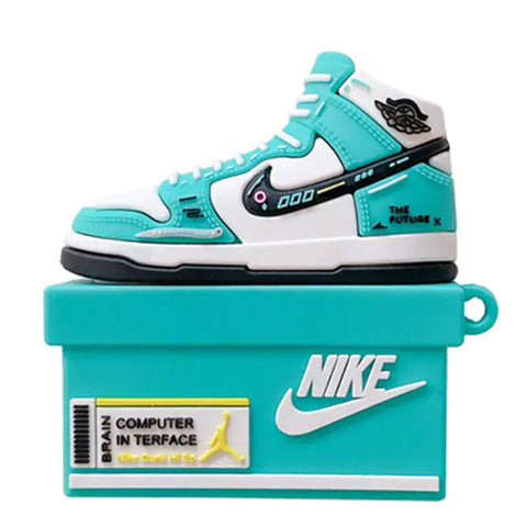 Funda para auriculares Apple AirPods Pro en diseño de zapatilla de deporte color turquesa y blanco