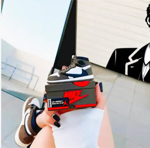 Funda de silicona 3D para AirPods Pro con diseño de Air Jordan 1 y caja de zapatos electronica