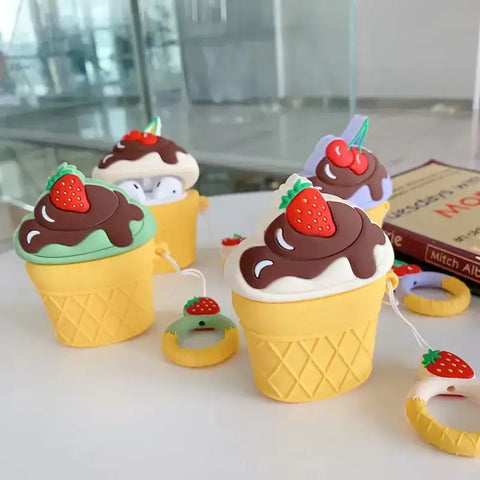 Funda para auriculares en forma de cucurucho de helado .
