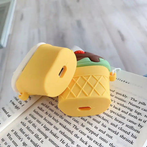 Funda de silicona para AirPods con diseño de helado de fresa, ideal para electronica y audio