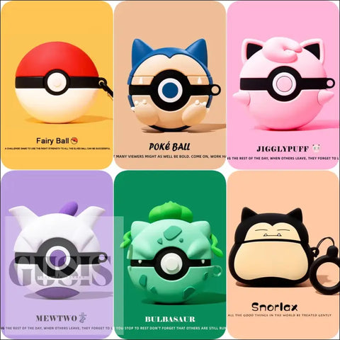 Funda Poke Ball para Airpods Bonita funda de anime con dibujos animados en 3D para Airpods,Funda de silicona suave