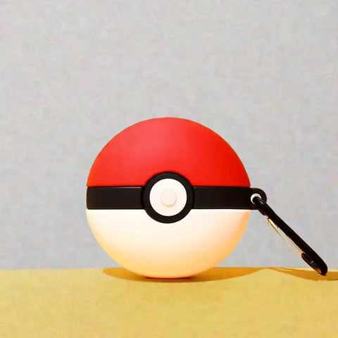 Funda para AirPods Pokémon con diseño de Poké Ball y clip negro