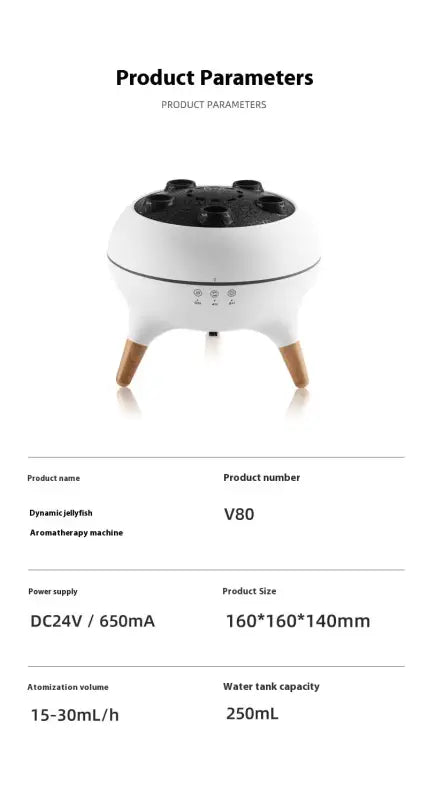 Aromaterapia electronica con iluminacion y audio, humidificador ultrasónico con patas de madera