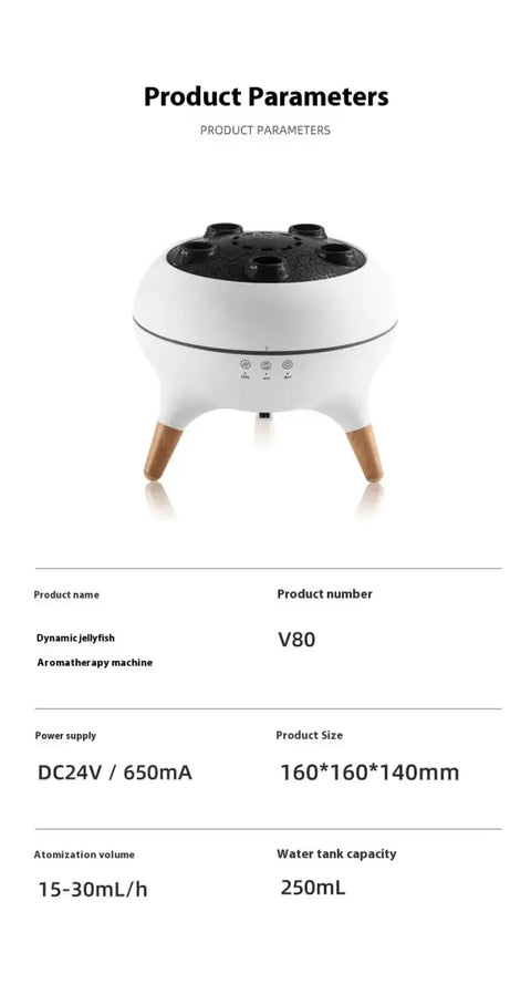 Aromaterapia electronica con iluminacion y audio, humidificador ultrasónico con patas de madera