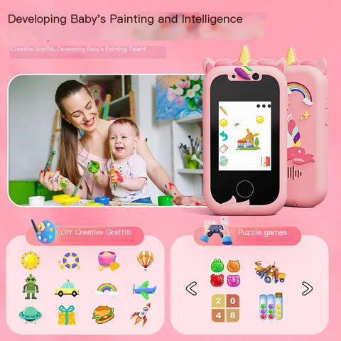 Imagen del KiddoCall™️ Teléfono Infantil Rosa Unicornio con pantalla táctil para niños infantiles rosa unicornio
