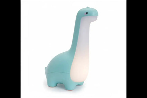 Luz nocturna dinosaurio en forma de teal suave con vientre blanco luminoso