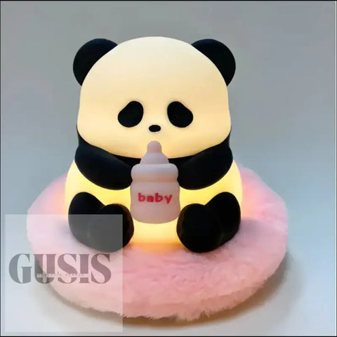 Lámpara de Noche Panda iluminada con diseño de panda y botella para bebés