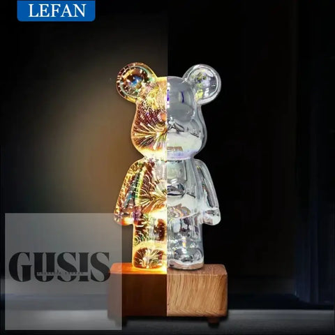 Lámpara LED de vidrio Bearbrick con fuegos artificiales RGB 3D ENVÍO GRATIS - lampara oso led