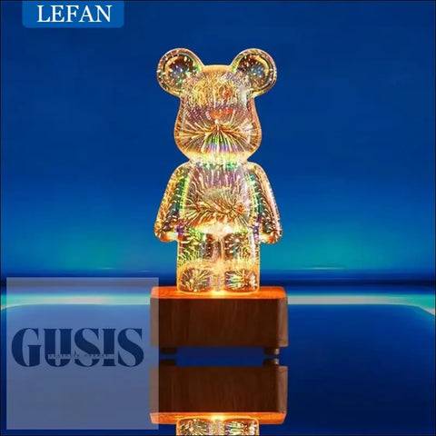 Lámpara LED de vidrio Bearbrick con fuegos artificiales RGB 3D ENVÍO GRATIS - lampara oso led