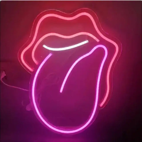 Letrero neón LED con forma de lengua de los Rolling Stones para comprar letrero neón