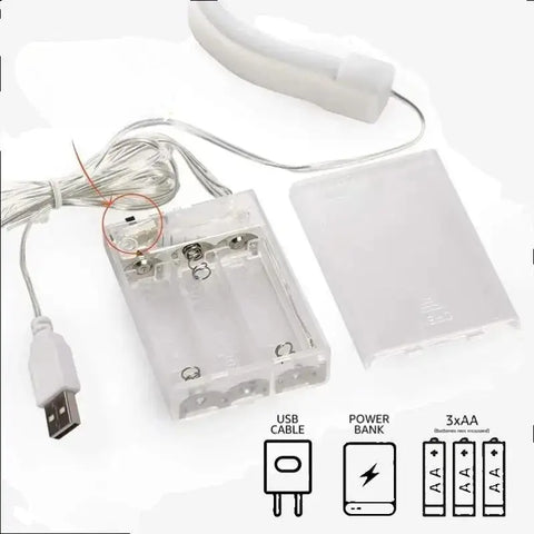 Caja de batería clara con cable USB para letreros neón LED, diseño decorativo