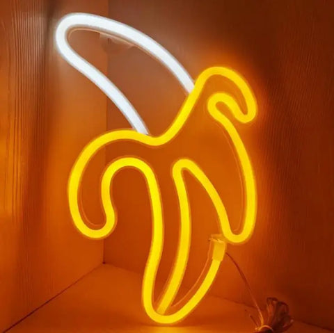 Letreros Neón con luz nocturna LED en forma de plátano para decoración