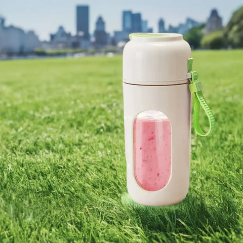 Licuadora multifunción portátil con correa verde para smoothies y batidos