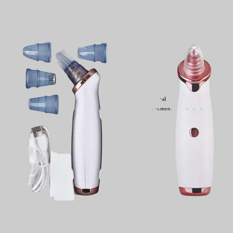 Limpiador de poros ajustable  en blanco  oro rosa con cabezales intercambiables y cable de carga