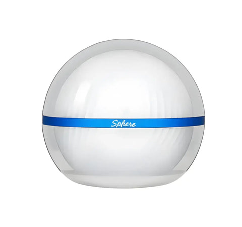 esfera blanca con banda azul.