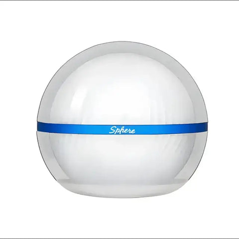 Esfera blanca con banda azul de luces de camping inteligentes con batería