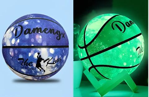 Balón luminoso de baloncesto en cuero PU suave, luz nocturna verde brillante con marca Damengx, ideal para exteriores
