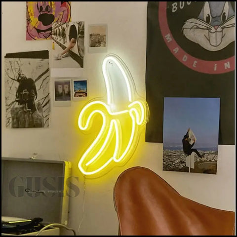 Luz de Neón LED con diseño de plátano, ideal como bar neon light iluminado