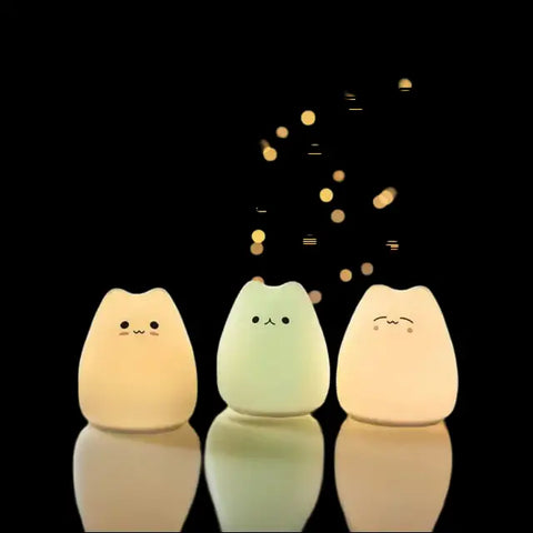 Tres luces LED en forma de gato, luz suave y electrónica para dormitorio