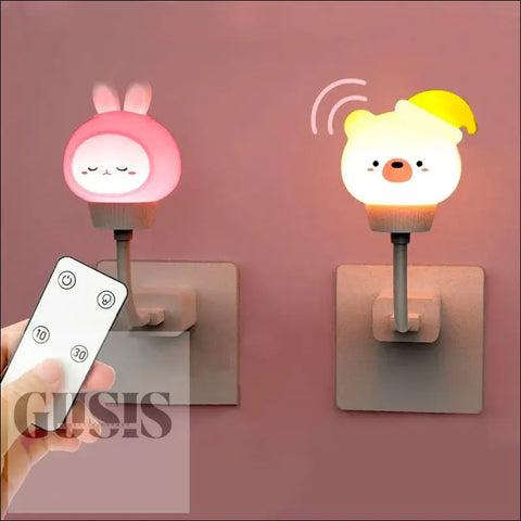 Lámpara de noche LED USB para niños linda lámpara de noche de dibujos animados oso pollito gatito control remoto