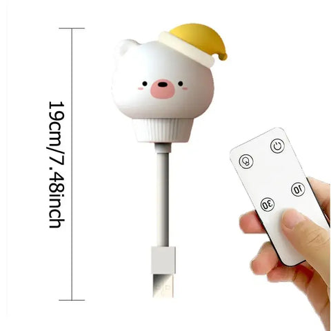 Lámpara de noche LED USB para niños linda lámpara de noche de dibujos animados oso pollito gatito control remoto