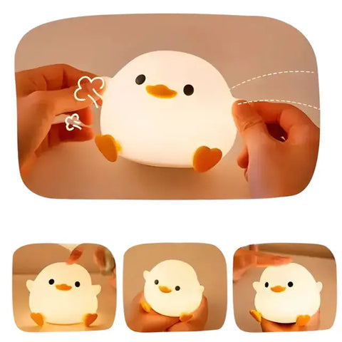 Luz nocturna con forma de pato iluminada para decorar y dar ambiente en la habitación