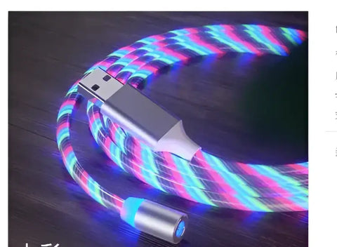 Cable de carga magnética con LED multicolor y punta magnética para carga versátil