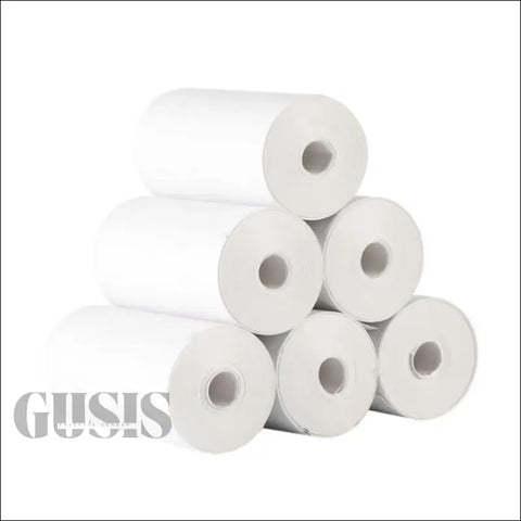 seis rolllos de papel blanco