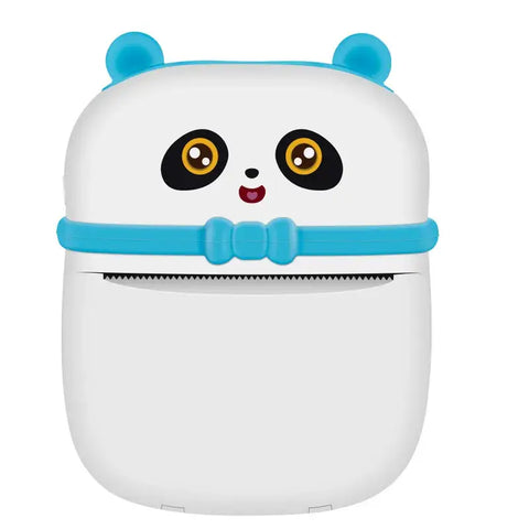 impresora térmica con forma de panda blanco con orejas azules