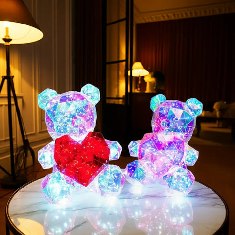 Foto de osito LED color spark con luces cristalinas iluminadas para decoración elegante