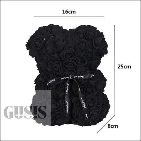 Oso de rosas, peluche artificial negro, ideal para San Valentín y aplicaciones decorativas