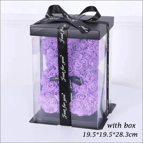 Oso de rosas, peluche artificial en caja con cinta, ideal para San Valentín
