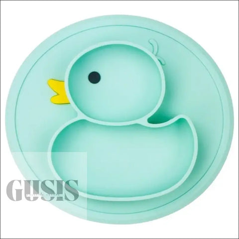 Plato de silicona con diseño adorable para hábitos alimenticios saludables - Cyan - Silicone Plate