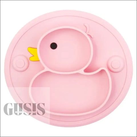 Plato de silicona con diseño adorable para hábitos alimenticios saludables - Pink - Silicone Plate