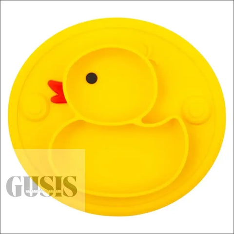 Plato de silicona con diseño adorable para hábitos alimenticios saludables - Yellow - Silicone Plate