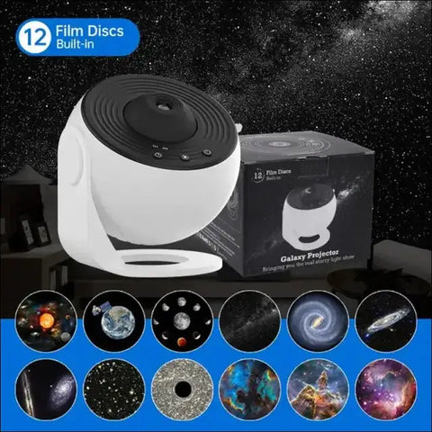 Proyector Galaxy con discos de película, luz nocturna ideal para un sueño reparador