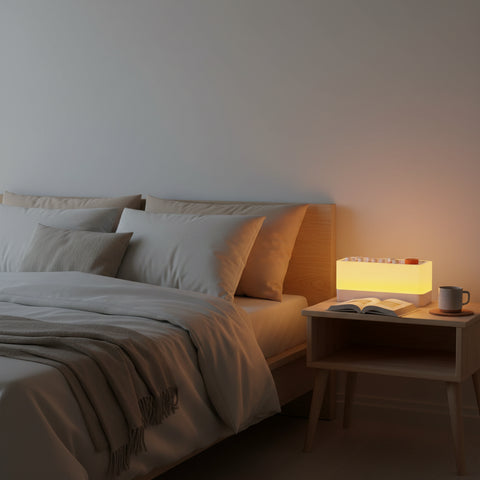 Altavoz Bluetooth y lámpara nocturna RGB Sleep Speaker en mesita de noche