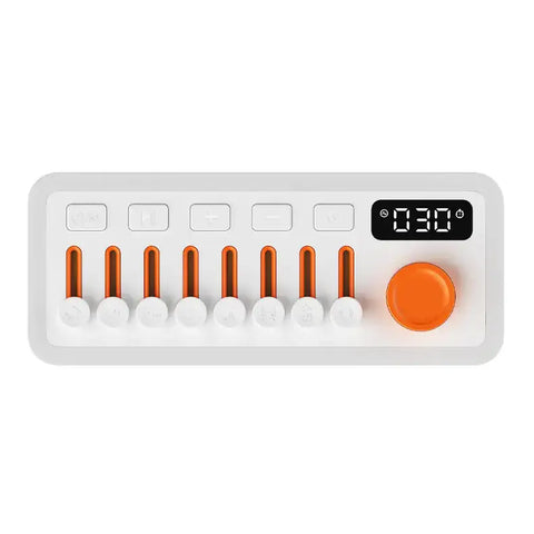 Termostato blanco y naranja montado en pared con RGB Sleep Speaker