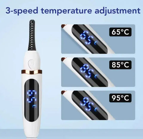 Imagen del rizador de pestañas calefactable con pantalla de temperatura, ideal con este rizador de pestañas calentado