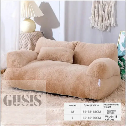 Cojín de suelo beige para mascotas, cómodo y lavable, con textura suave y cálido abrigo