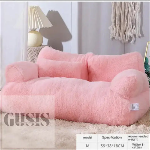 Sofá para mascotas rosa y suave ideal como cama para tus animales de compañía