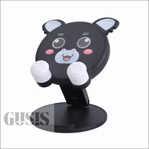 Soporte plegable ajustable con forma de gato negro y manos libres para teléfono