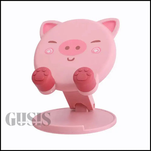 Soporte plegable ajustable de cerdo rosa con manos libres y patas elevadas