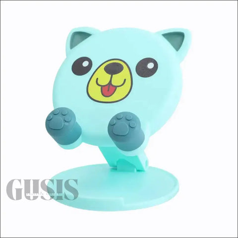 Figurita de oso de color menta en base circular, soporte plegable ajustable manos libres